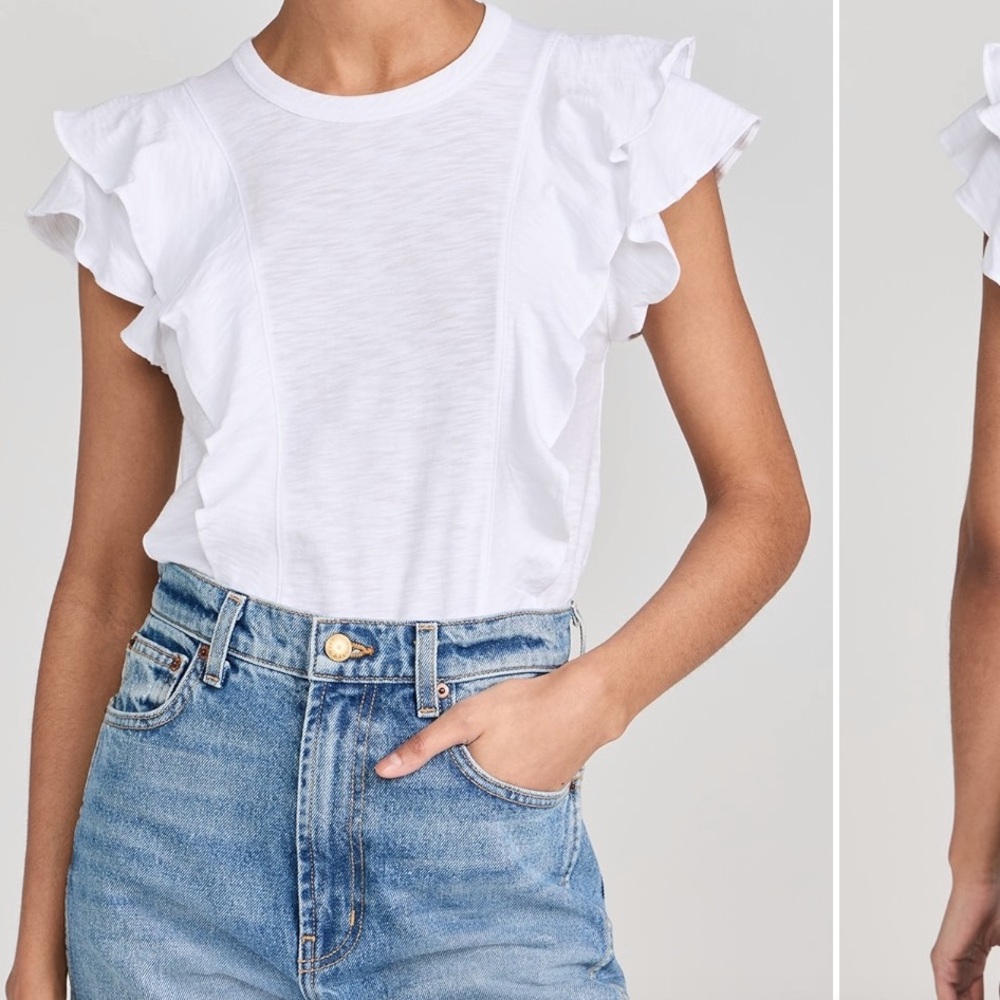 Veronica Beard Bea Short Sleeve Ruffle Tee